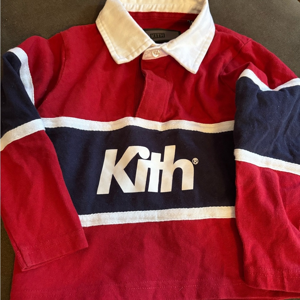 Kith Red and Blue Button Down Shirt with Sporty Color-Blocking